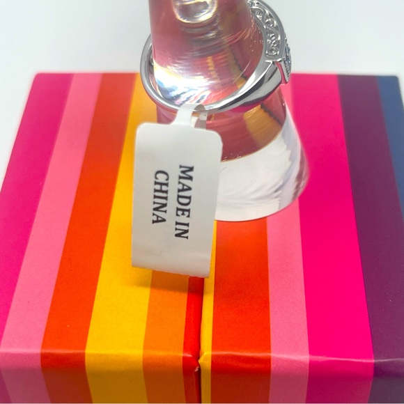 NEW With Tags Sterling Silver Band Ring With Aquamarine (?) Gems Size 7 - Picture 6 of 10